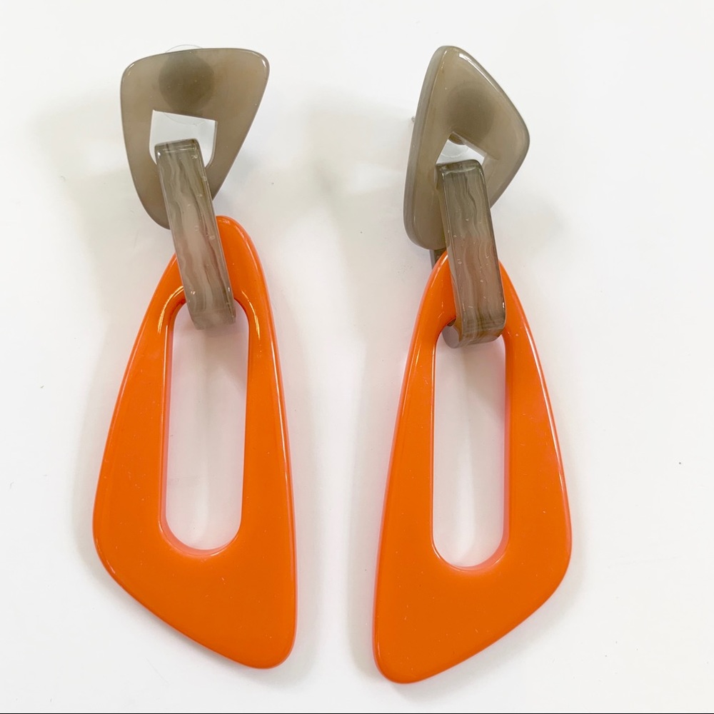 Geometric Shape Acrylic Linked Drop Earrings NWT - Picture 3 of 6
